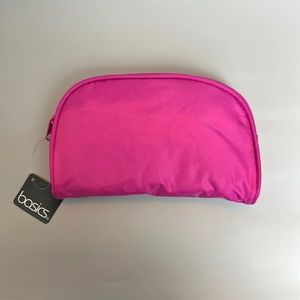 Basics Pink Zippered Makeup Bag Half Round